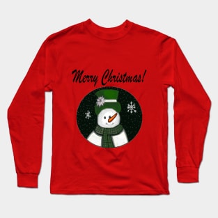 Green Snowman Merry Christmas! Long Sleeve T-Shirt